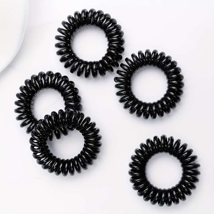 Elegant 9pcs Solid Color Spiral Hair Ties Set