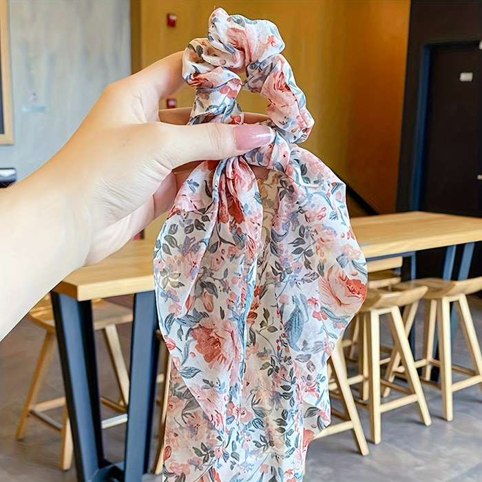 Floral Chiffon Scarf Hair Ties
