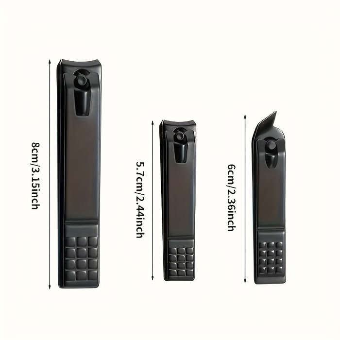 3pcs Black Stainless Steel Nail Clipper Set