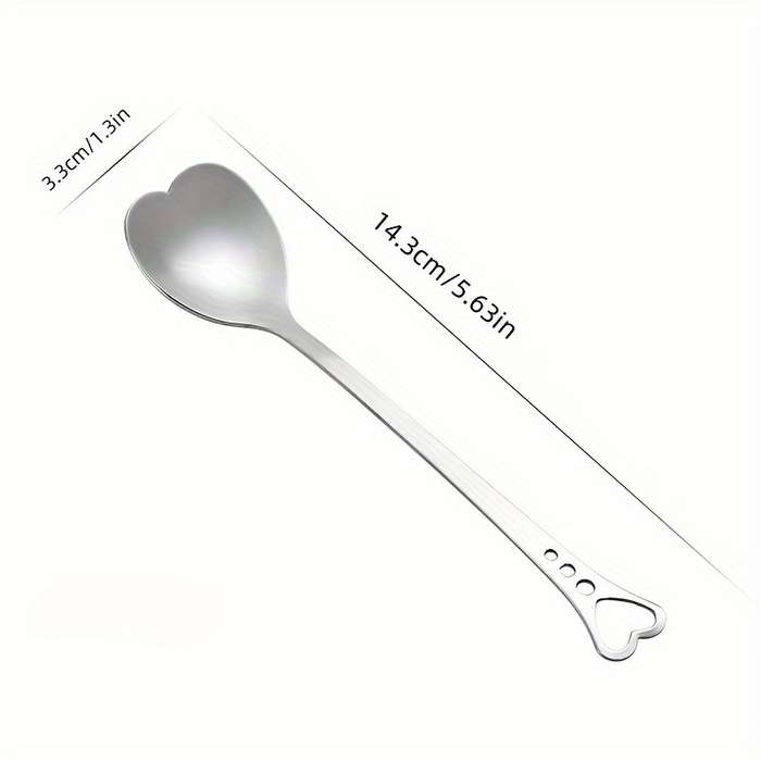 Stainless Steel Heart-shaped Spoon Dessert Hollow Handle Cake Spoon Stirring Spoon