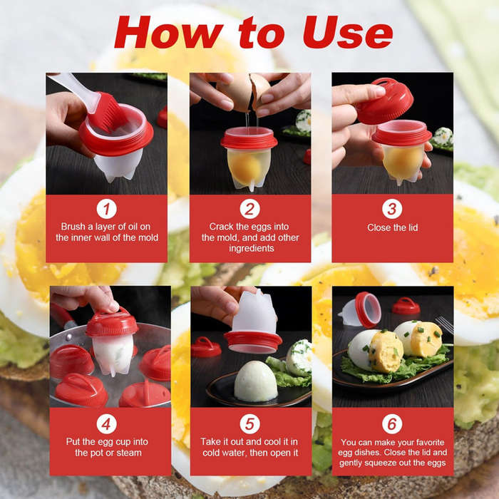 6-Pack Silicone Egg Poacher Set