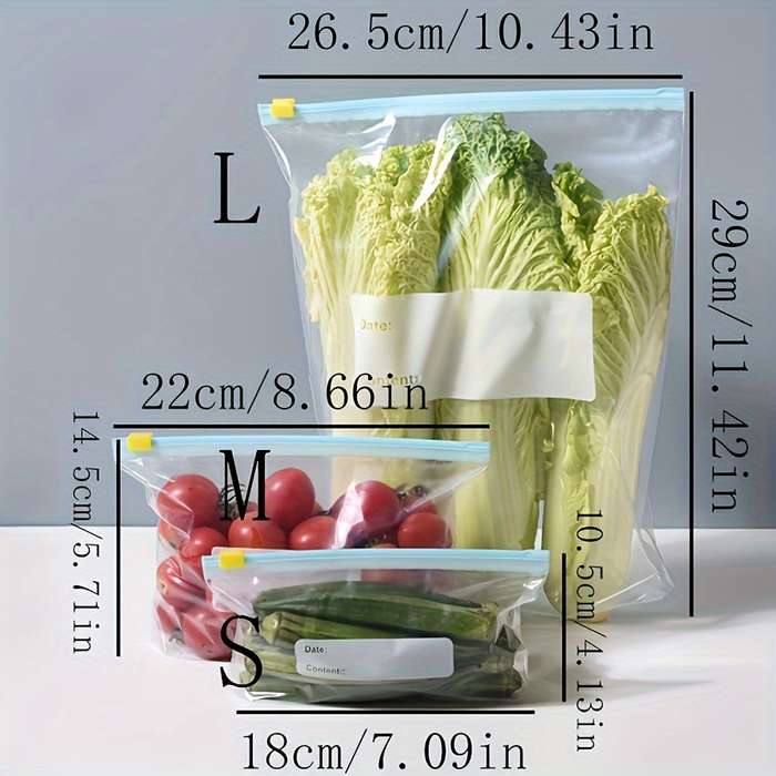 10pcs Reusable Zipper Bags For Food Storage