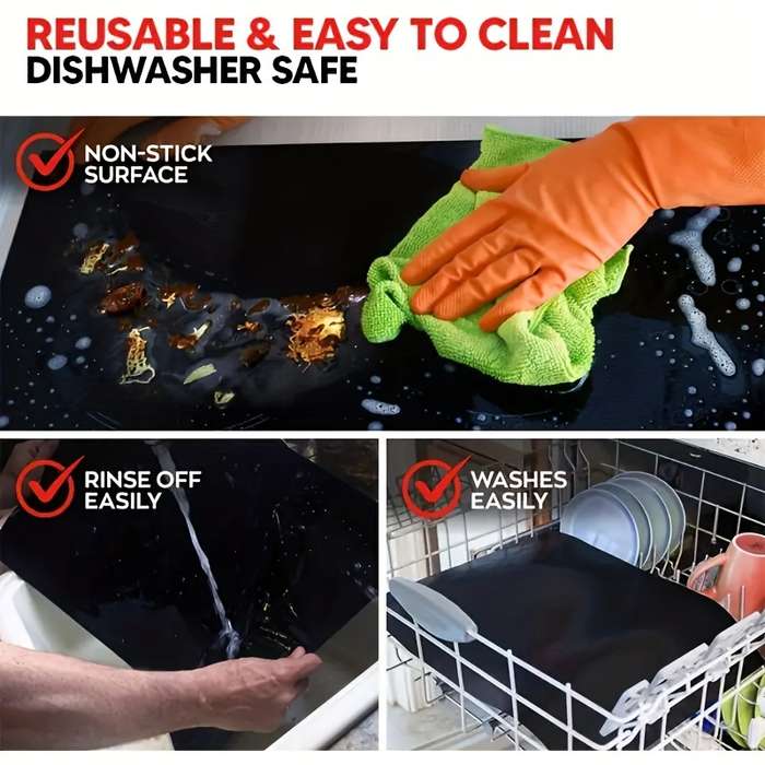 2pcs Oven Bottom Liner Non-Stick Reusable Liner For Electric Ovens