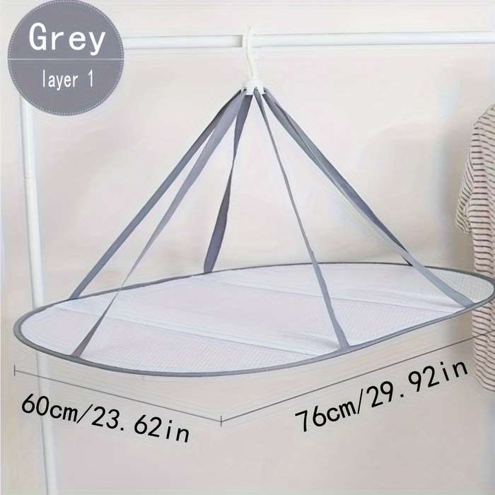 Gray 1-Tier Hanging Dryer With Mesh - Perfect For Large Items And Windproof