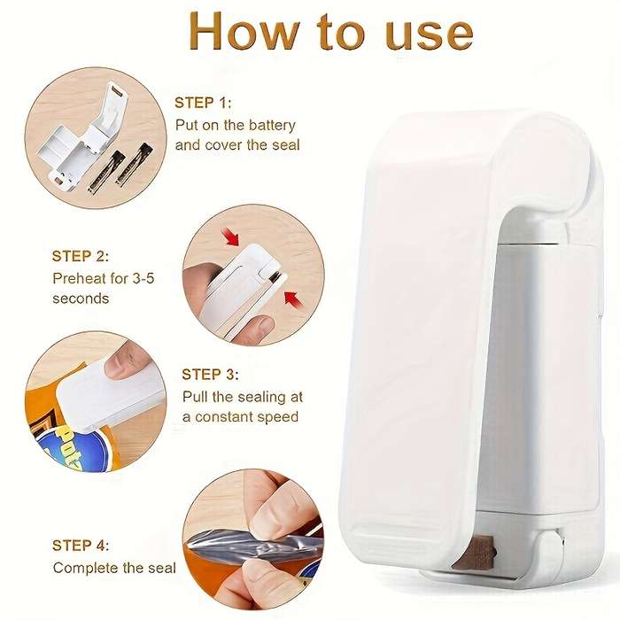 Compact Handheld Snack Bag Sealer Random Colors