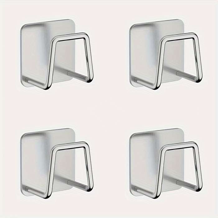 4pcs Wall-Mounted Stainless Steel Pot Lid Holder with Adhesive