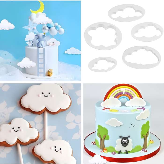 5-Piece Set Plastic Cloud Fondant Cutters