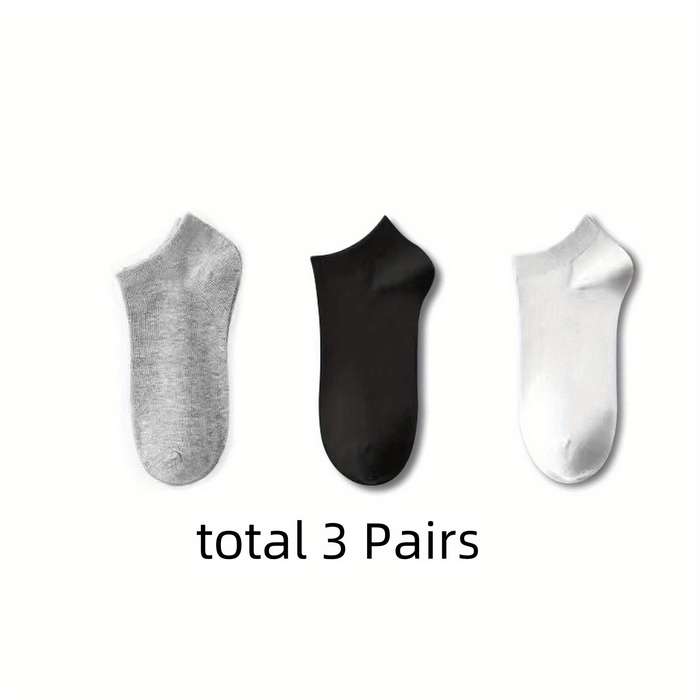 3 Pairs Of Men's Anti-Odor And Sweat-Wicking Low-Top Socks