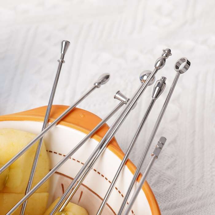 8-Piece Stainless Steel Cocktail Fruit Picks