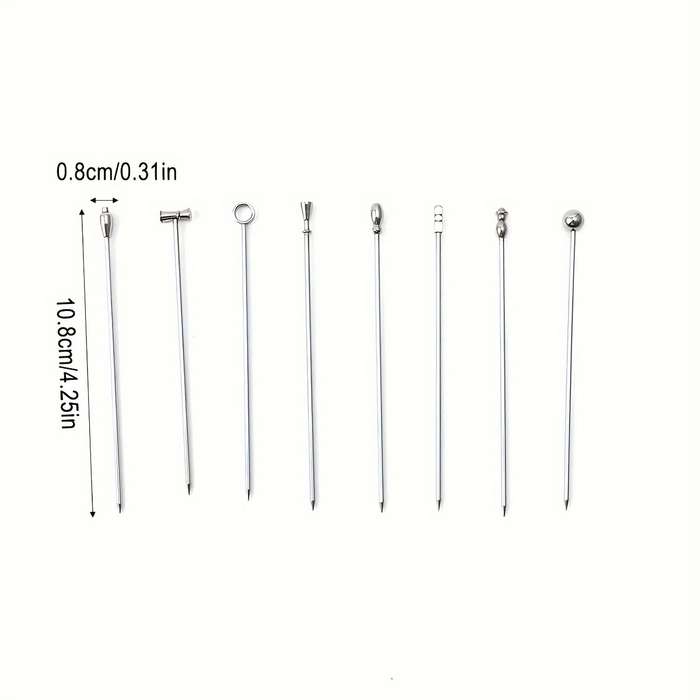 8-Piece Stainless Steel Cocktail Fruit Picks