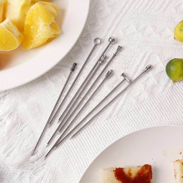 8-Piece Stainless Steel Cocktail Fruit Picks