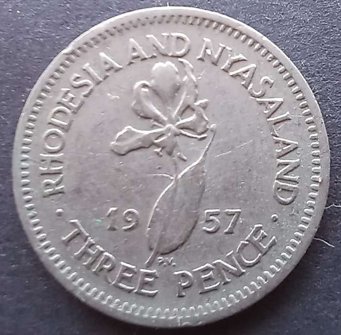 Rhodesia & Nyasaland 1957 Three pence