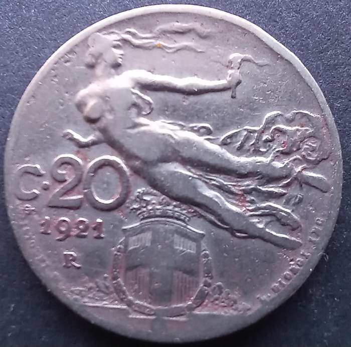 Italy 1921 R 20 Centesimi
