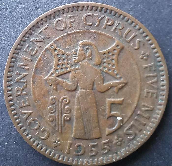 Cyprus 1955 5 Mils