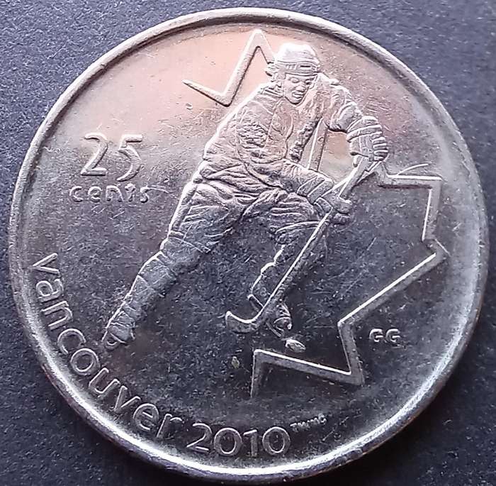 Canada 2009 25 Cent Commemorating 2010 Winter Olympic Ice Hockey