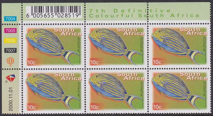 SOUTH AFRICA 2000 7th Definitive 10c control block dated 2000.11.01 (SACC 1294, MNH)