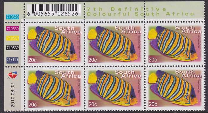 SOUTH AFRICA 2000 7th Definitive 20c control block dated 2010.08.02 (SACC 1295a, MNH)