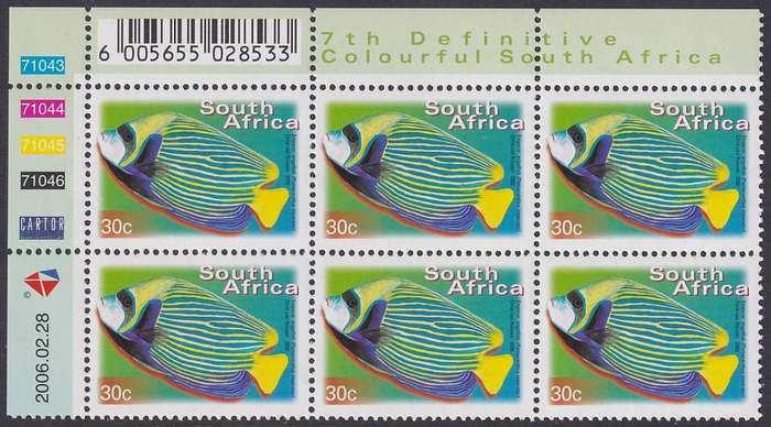 SOUTH AFRICA 2000 7th Definitive 30c control block dated 2006.02.28 (SACC 1296a, MNH)