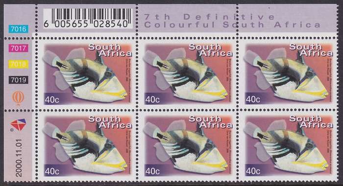 SOUTH AFRICA 2000 7th Definitive 40c control block dated 2000.11.01 (SACC 1297, MNH)
