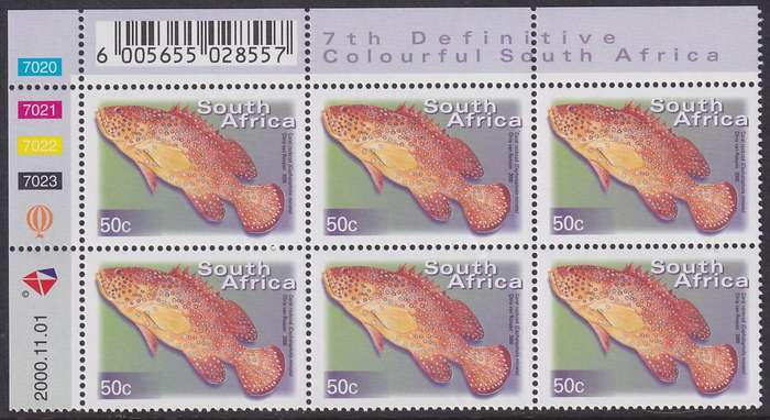 SOUTH AFRICA 2000 7th Definitive 50c control block dated 2000.11.01 (SACC 1298, MNH)