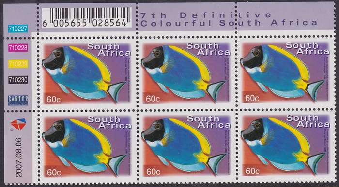 SOUTH AFRICA 2000 7th Definitive 60c control block dated 2007.08.06 (SACC 1299a, MNH)