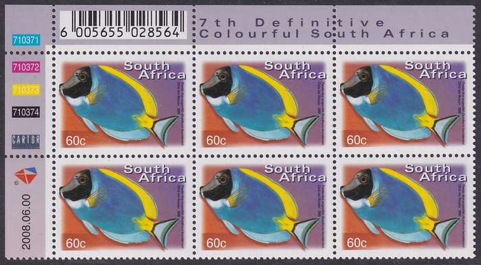 SOUTH AFRICA 2000 7th Definitive 60c control block dated 2008.06.00 (SACC 1299a, MNH)