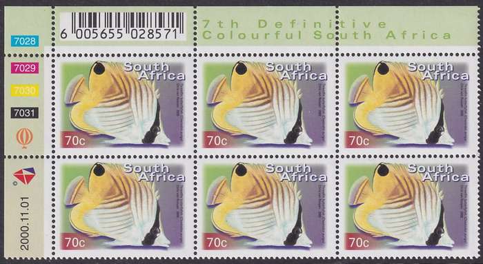 SOUTH AFRICA 2000 7th Definitive 70c control block dated 2000.11.01 (SACC 1300, MNH)