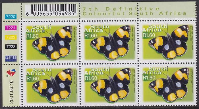 SOUTH AFRICA 2000 7th Definitive R1.60 control block dated 2001.06.16 (SACC 1403, MNH)