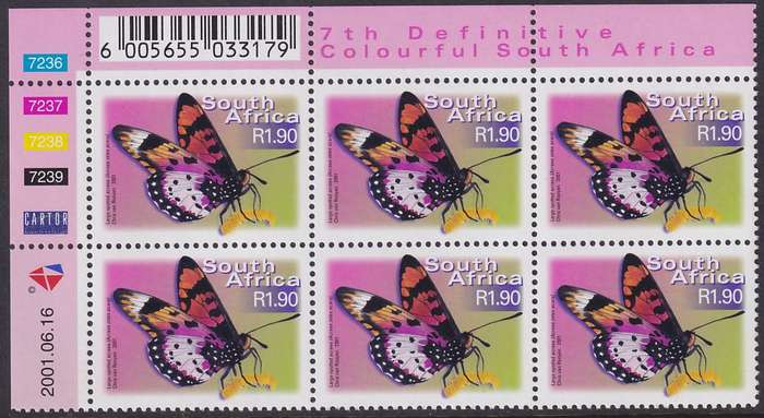 SOUTH AFRICA 2000 7th Definitive R1.90 control block dated 2001.06.16 (SACC 1404, MNH)