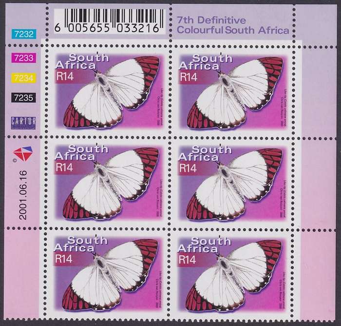 SOUTH AFRICA 2000 7th Definitive R14.00 control block dated 2001.06.16 (SACC 1408, MNH)