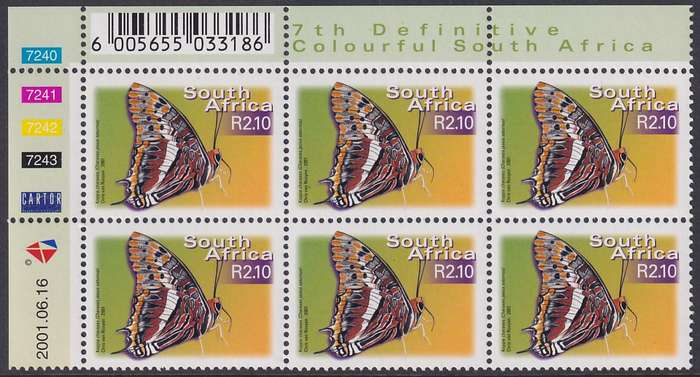 SOUTH AFRICA 2000 7th Definitive R2.10 control block dated 2001.06.16 (SACC 1405, MNH)