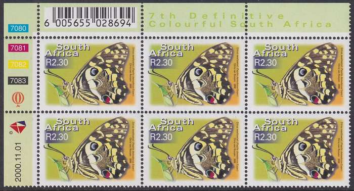SOUTH AFRICA 2000 7th Definitive R2.30 control block dated 2000.11.01 (SACC 1313, MNH)