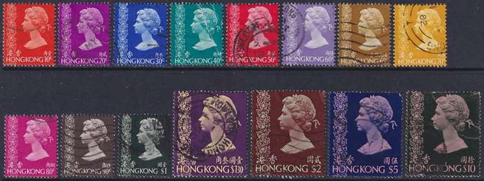 HONG KONG - 1973-1981 QEII Definitives from 10c to $10 (used, £39)