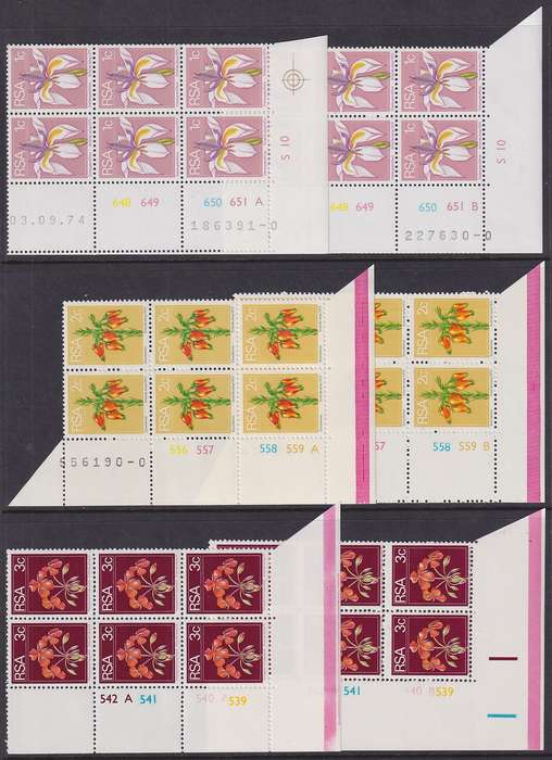 SOUTH AFRICA - 1974 2nd Definitive Series all values in control blocks (MNH)