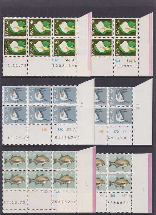 SOUTH AFRICA - 1974 2nd Definitive Series all values in control blocks (MNH)