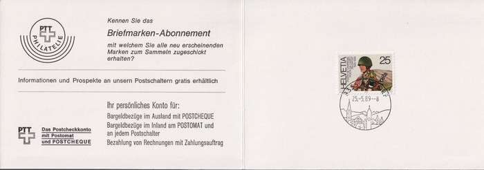 SWITZERLAND - 1989 new post office issue special folder
