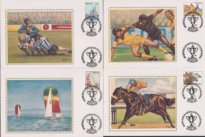 SOUTH AFRICA - 1983 Sport in SA set of 4 silk maxicards no. 2, only 500 sets printed