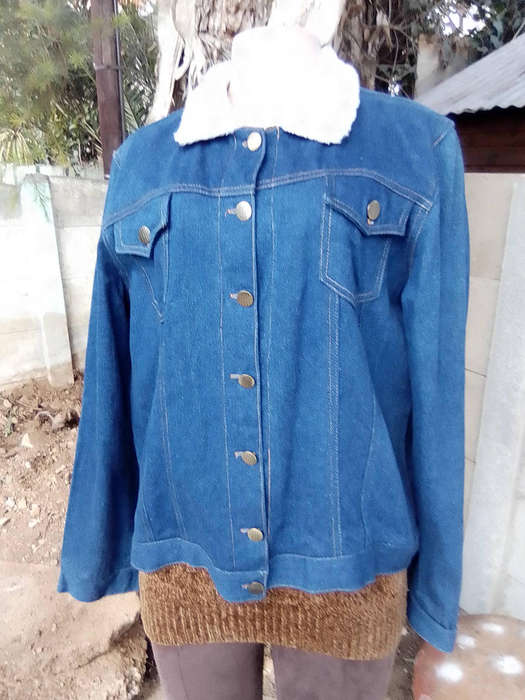 Denim Jacket with Faux Fur Collar