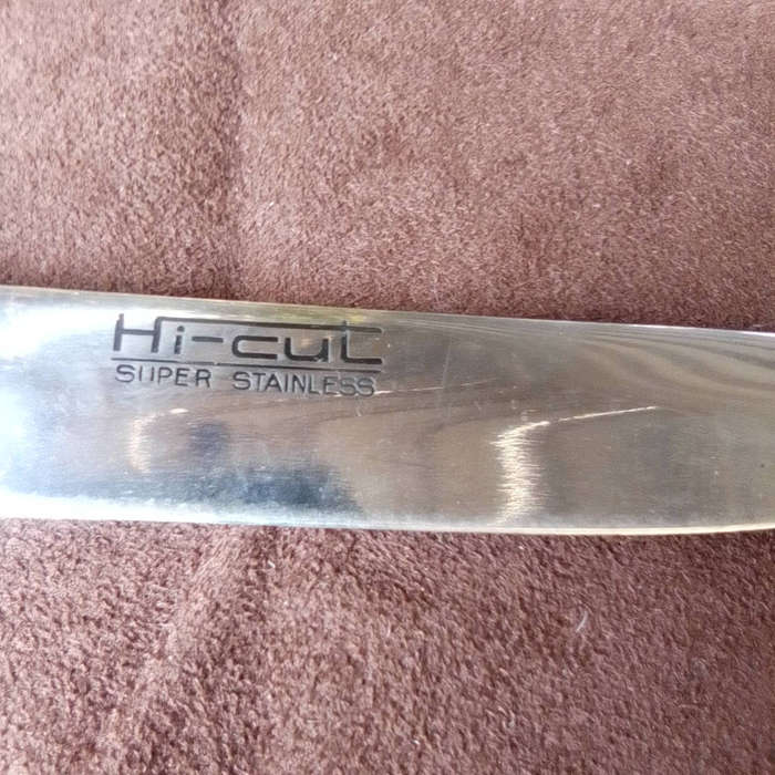 Vintage High Cut Steel Knife with wood and brass - 25 CM