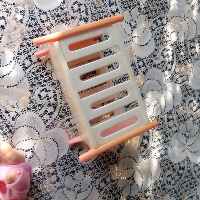Vintage Miniature Baby Doll 8 cm and baby crib