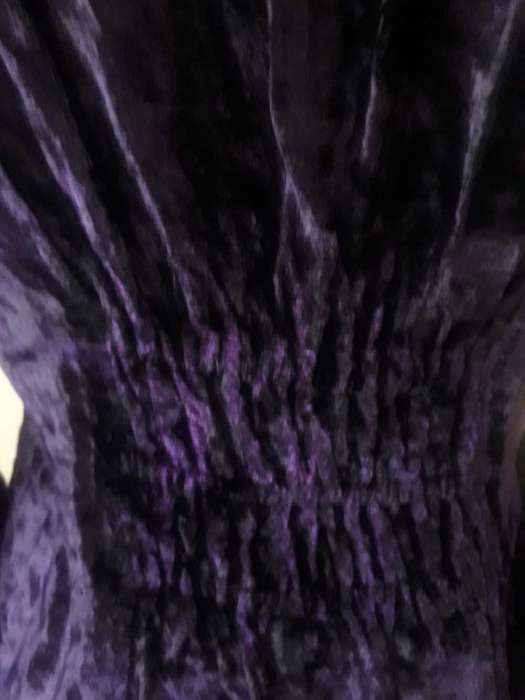 DARK PURPLE VELVET AND EMBROIDED THROW OVER TOP AS NEW - SIZE M