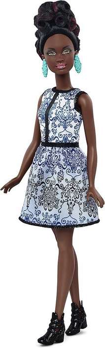 Mattel Barbie Fashionistas Petite Blue Brocade African American Doll 2015