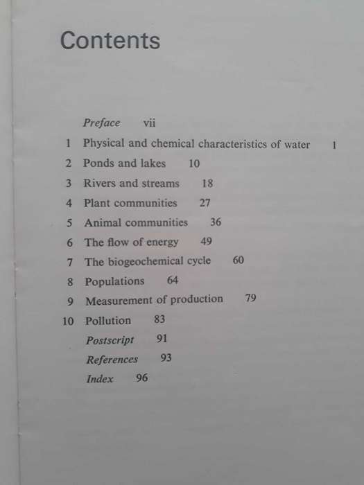NATURAL SCIENCE BOOK - AN INTRODUCTION TO FRESHWATER ECOLOGY BY D.H. MILLS
