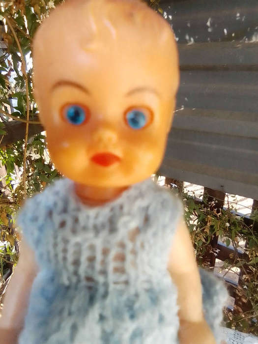 Vintage Baby Doll 10cm Hard Plastic, open and shut blue Eyes
