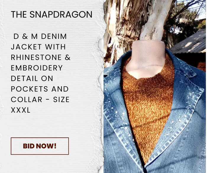 VINTAGE D & M BRAND DENIM JACKET WITH LITTLE RHINESTONES & EMBRIODERY ON COLLAR & POCKETS!