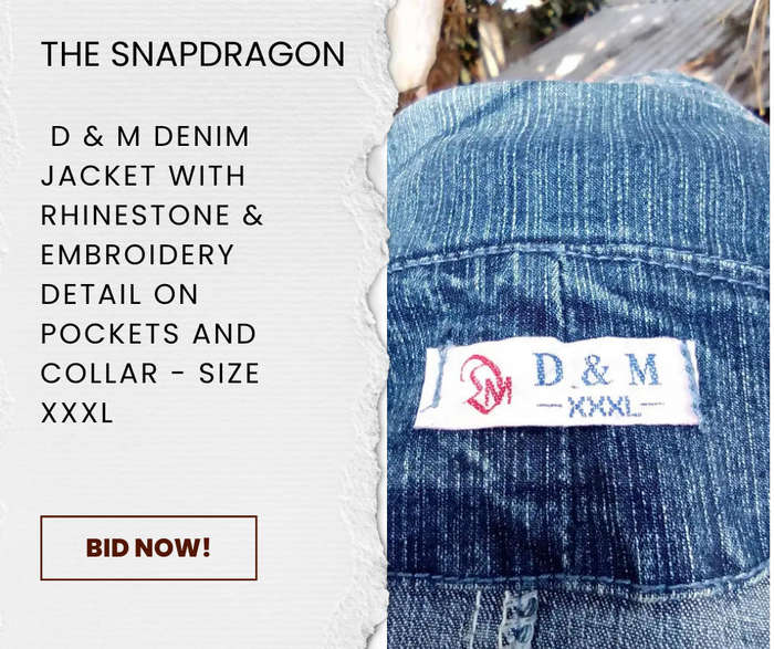 VINTAGE D & M BRAND DENIM JACKET WITH LITTLE RHINESTONES & EMBRIODERY ON COLLAR & POCKETS!