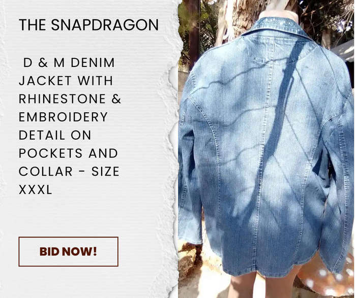 VINTAGE D & M BRAND DENIM JACKET WITH LITTLE RHINESTONES & EMBRIODERY ON COLLAR & POCKETS!