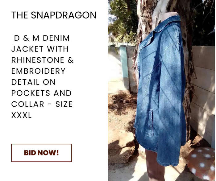 VINTAGE D & M BRAND DENIM JACKET WITH LITTLE RHINESTONES & EMBRIODERY ON COLLAR & POCKETS!
