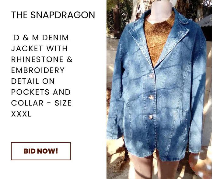 VINTAGE D & M BRAND DENIM JACKET WITH LITTLE RHINESTONES & EMBRIODERY ON COLLAR & POCKETS!