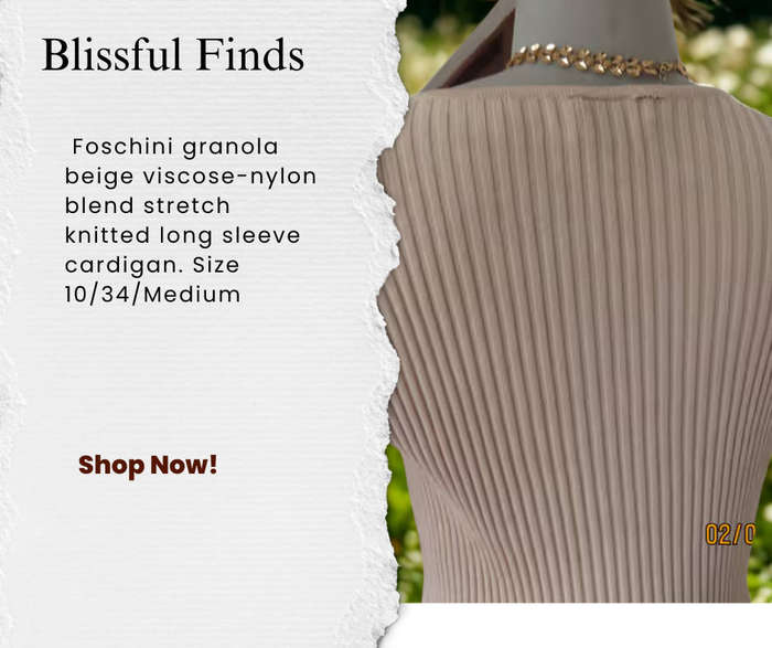 Foschini granola beige viscose-nylon blend stretch knitted long sleeve cardigan.